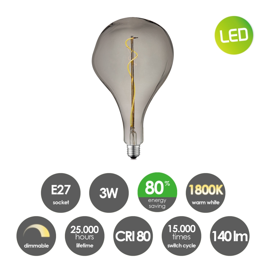 Lâmpada LED com regulação VINTAGE EDISON E27/3W/230V 1800K