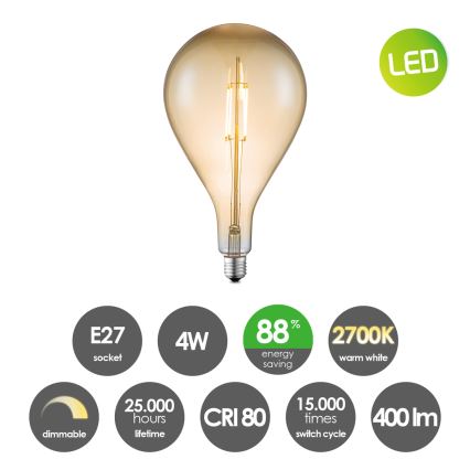Lâmpada LED com regulação VINTAGE EDISON E27/4W/230V 2700K