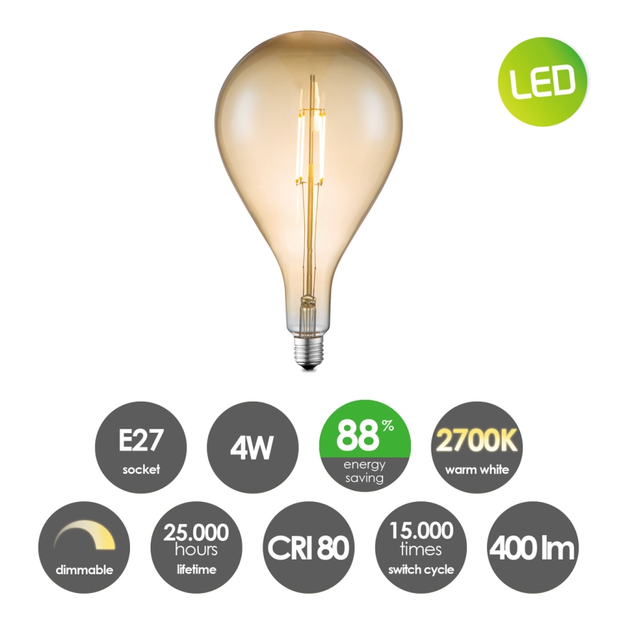 Lâmpada LED com regulação VINTAGE EDISON E27/4W/230V 2700K