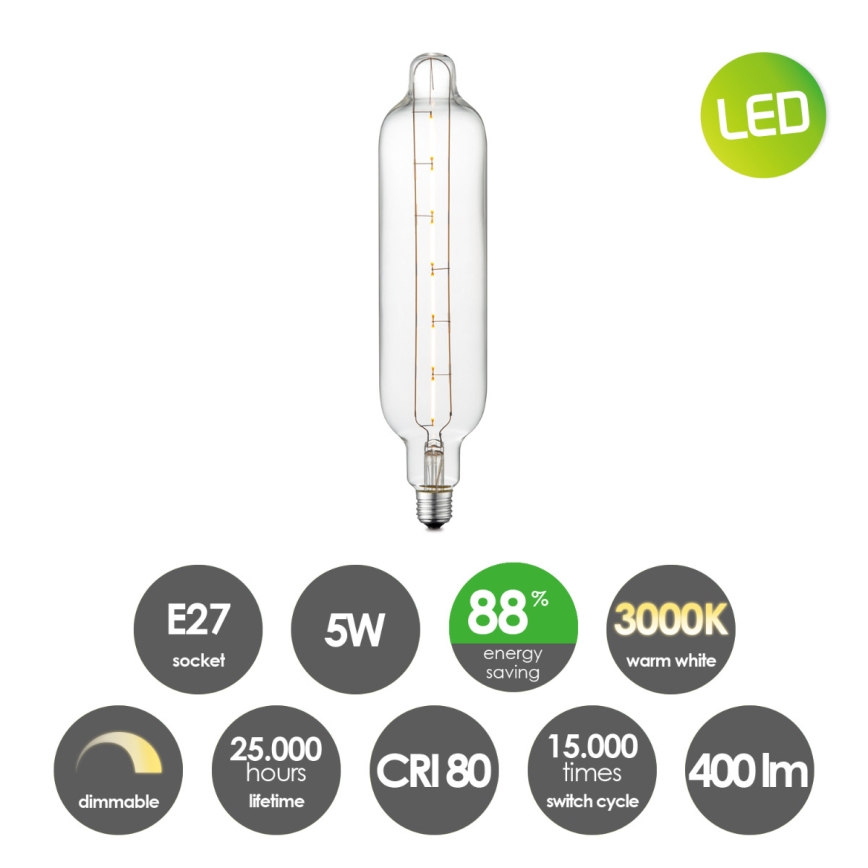 Lâmpada LED com regulação VINTAGE EDISON E27/5W/230V 3000K