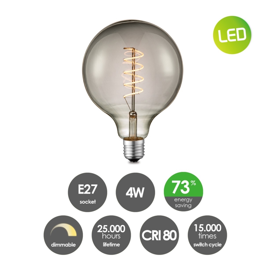 Lâmpada LED com regulação VINTAGE EDISON G125 E27/4W/230V 2200K
