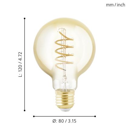 Lâmpada LED com regulação VINTAGE G80 E27/4W/230V 2200K - Eglo 11876