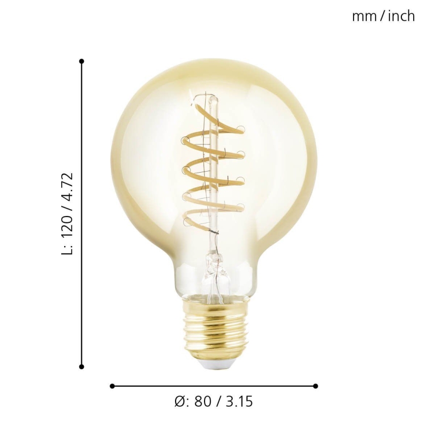 Lâmpada LED com regulação VINTAGE G80 E27/4W/230V 2200K - Eglo 11876