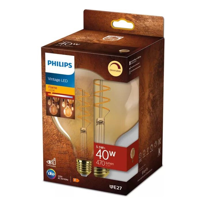 Lâmpada LED com regulação VINTAGE Philips G125 E27/5,5W/230V 2200K