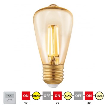 Lâmpada LED com regulação VINTAGE ST48 E27/3W/230V 2200K - STEPDIMMING - Eglo 12521