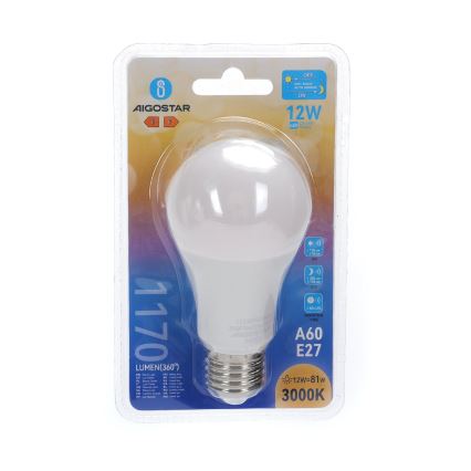 Lâmpada LED com sensor de anoitecer A60 E27/12W/230V 3000K - Aigostar