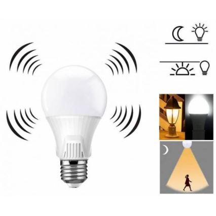 Lâmpada LED com sensor E27/9W/230V 6500K