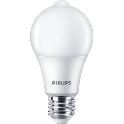 Lâmpada LED com sensor Philips A60 E27/8W/230V 2700K
