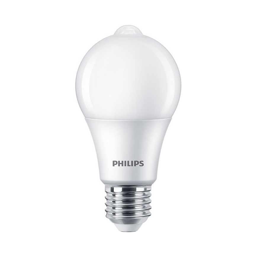 Lâmpada LED com sensor Philips A60 E27/8W/230V 2700K