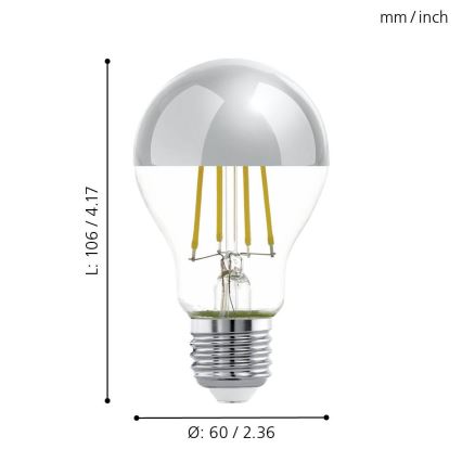 Lâmpada LED com um casquilho esférico espelhado A60 E27/7W/230V 2700K - Eglo 11834