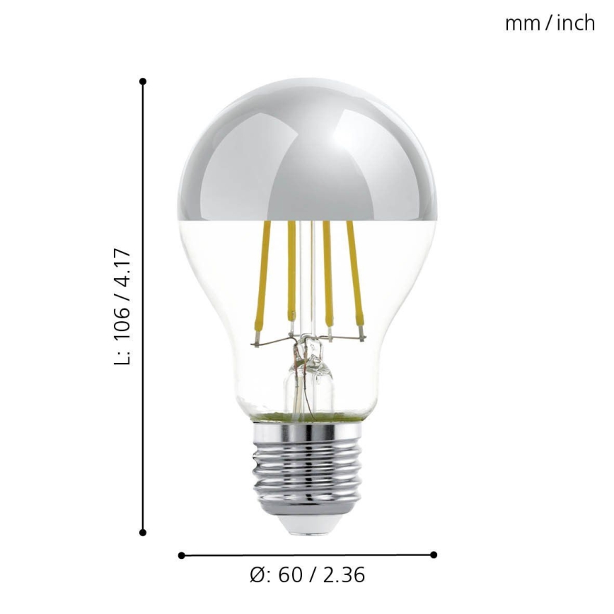 Lâmpada LED com um casquilho esférico espelhado A60 E27/7W/230V 2700K - Eglo 11834