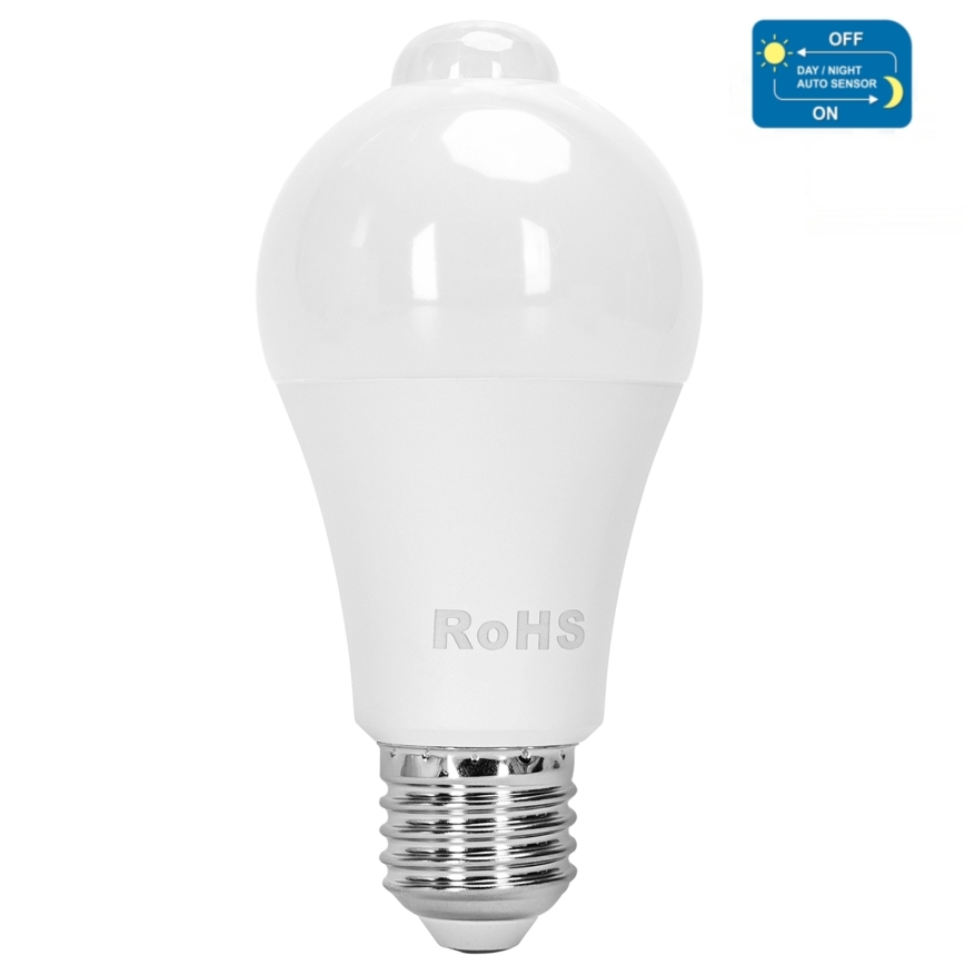 Lâmpada LED com um sensor de anoitecer e movimento A60 E27/12W/230V 3000K - Aigostar