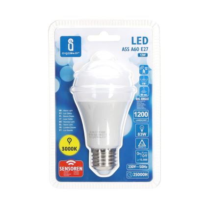 Lâmpada LED com um sensor de anoitecer e movimento A60 E27/12W/230V 3000K - Aigostar