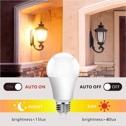 Lâmpada LED com um sensor de crepúsculo ECOLINE A60 E27/12W/230V 3000K -  Brilagi