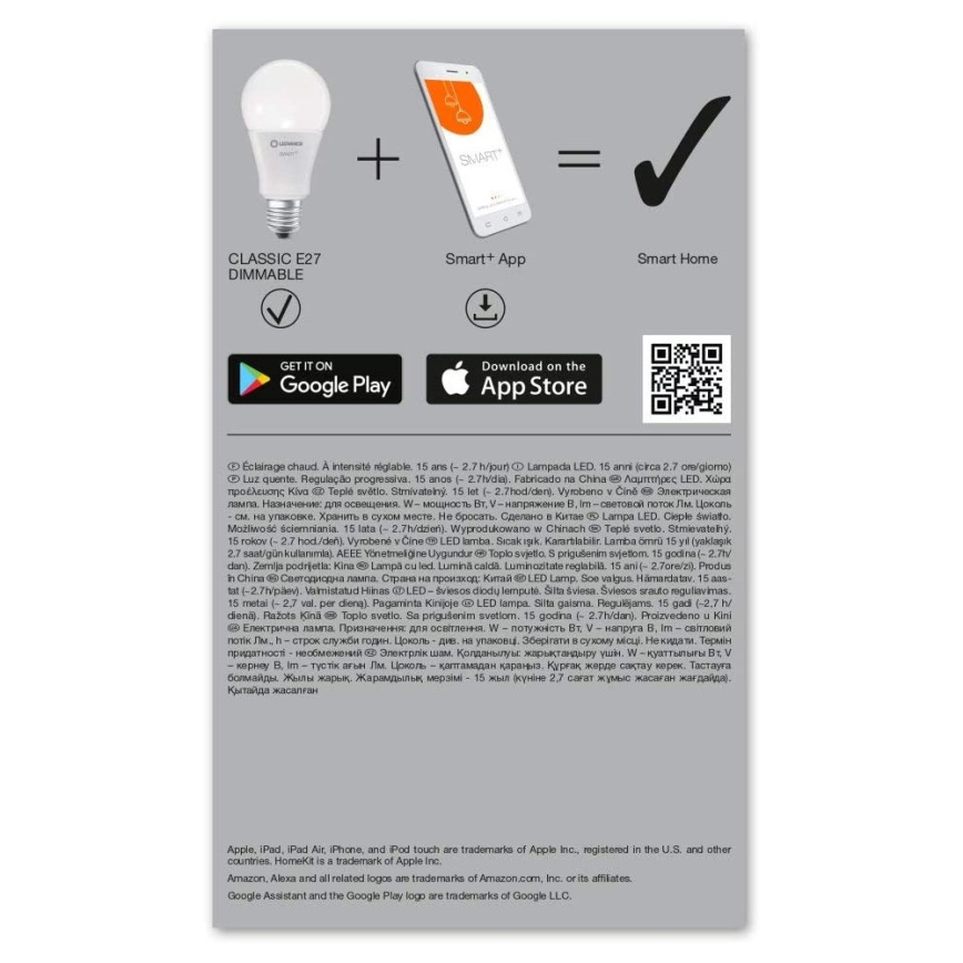 Lâmpada LED de escurecimento INTELIGENTE+ E27/14W/230V 2700K Wi-Fi - Ledvance