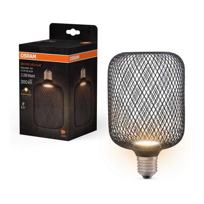 Lâmpada LED DECOR FLAT E27/3,5W/230V 2700K preto - Osram