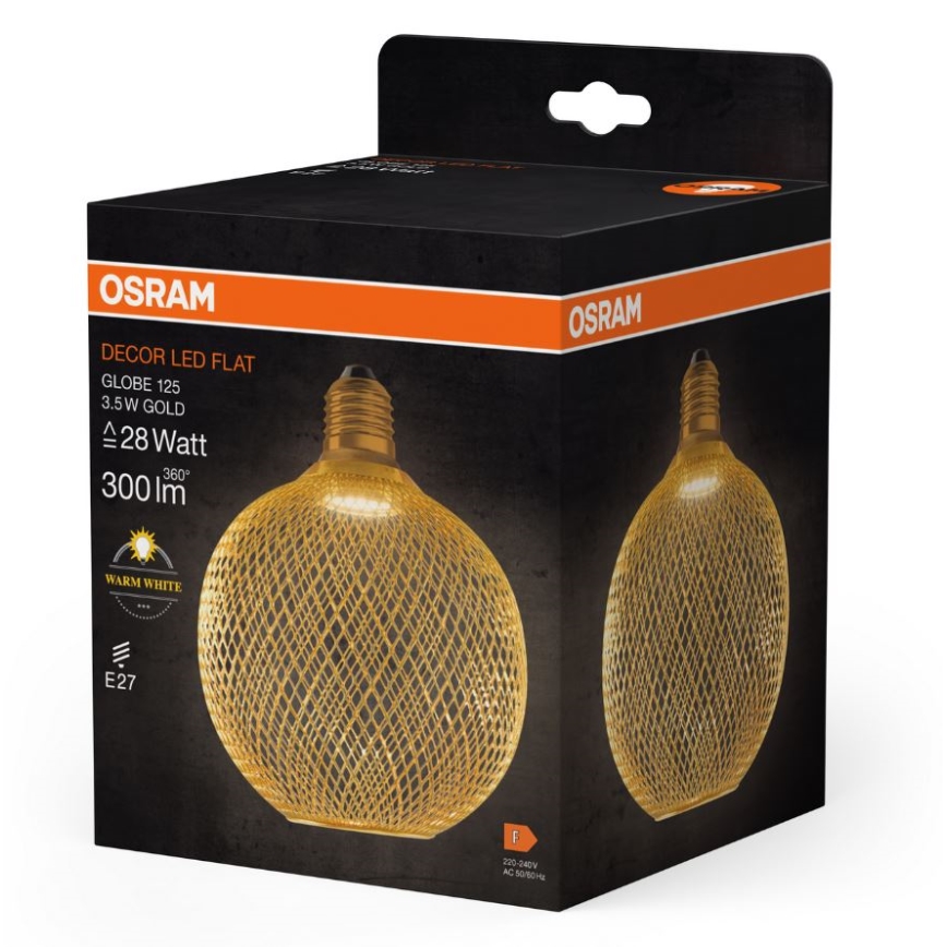 Lâmpada LED DECOR FLAT G125 E27/3,5W/230V 2700K dourado - Osram