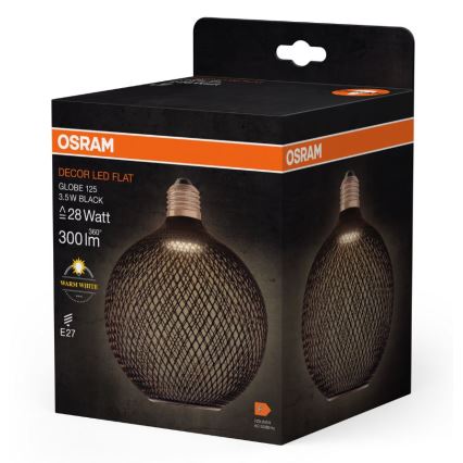 Lâmpada LED DECOR FLAT G125 E27/3,5W/230V 2700K preto - Osram