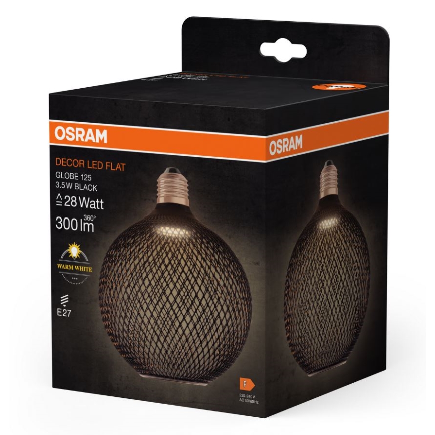 Lâmpada LED DECOR FLAT G125 E27/3,5W/230V 2700K preto - Osram