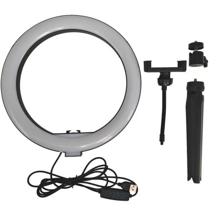 Lâmpada LED regulável com tripé e suporte para vlogging LED/10W/5V 2700-6500K