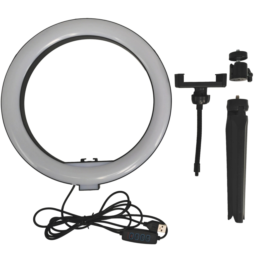 Lâmpada LED regulável com tripé e suporte para vlogging LED/10W/5V 2700-6500K