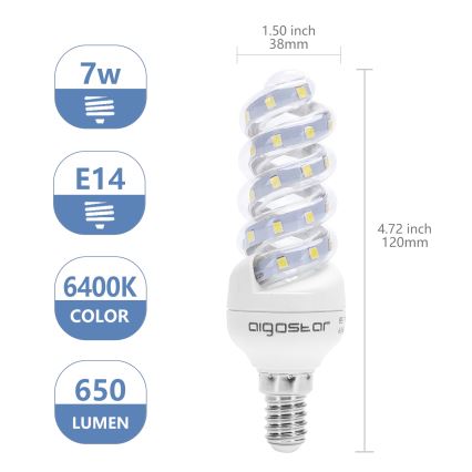 Lâmpada LED E14/7W/230V 6500K - Aigostar