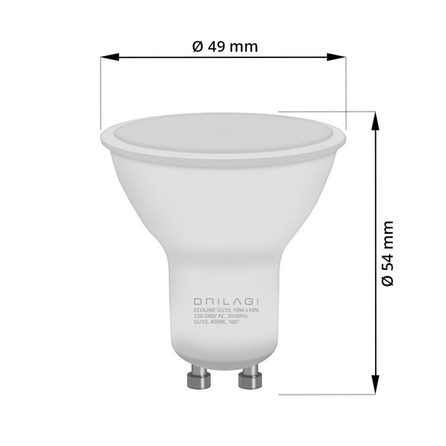 Lâmpada LED ECOLINE GU10/6W/230V 4000K - Brilagi