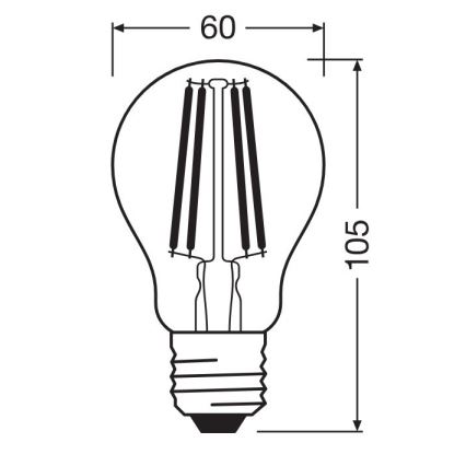 Lâmpada LED FILAMENT A100 E27/11W/230V 2700K - Osram