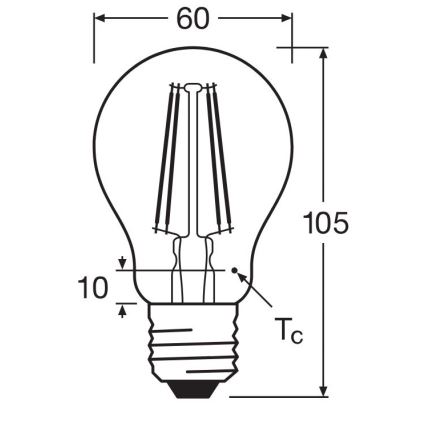 Lâmpada LED FILAMENT A60 E27/6,5W/230V 2700K - Osram