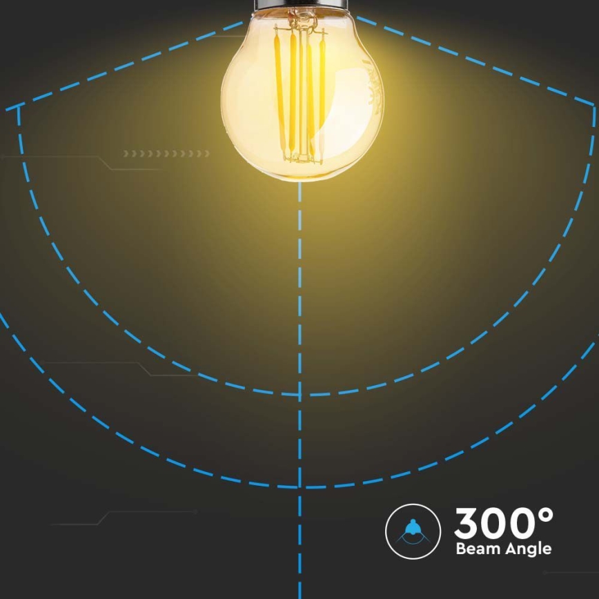 Lâmpada LED FILAMENT AMBER G45 E27/4W/230V 2200K
