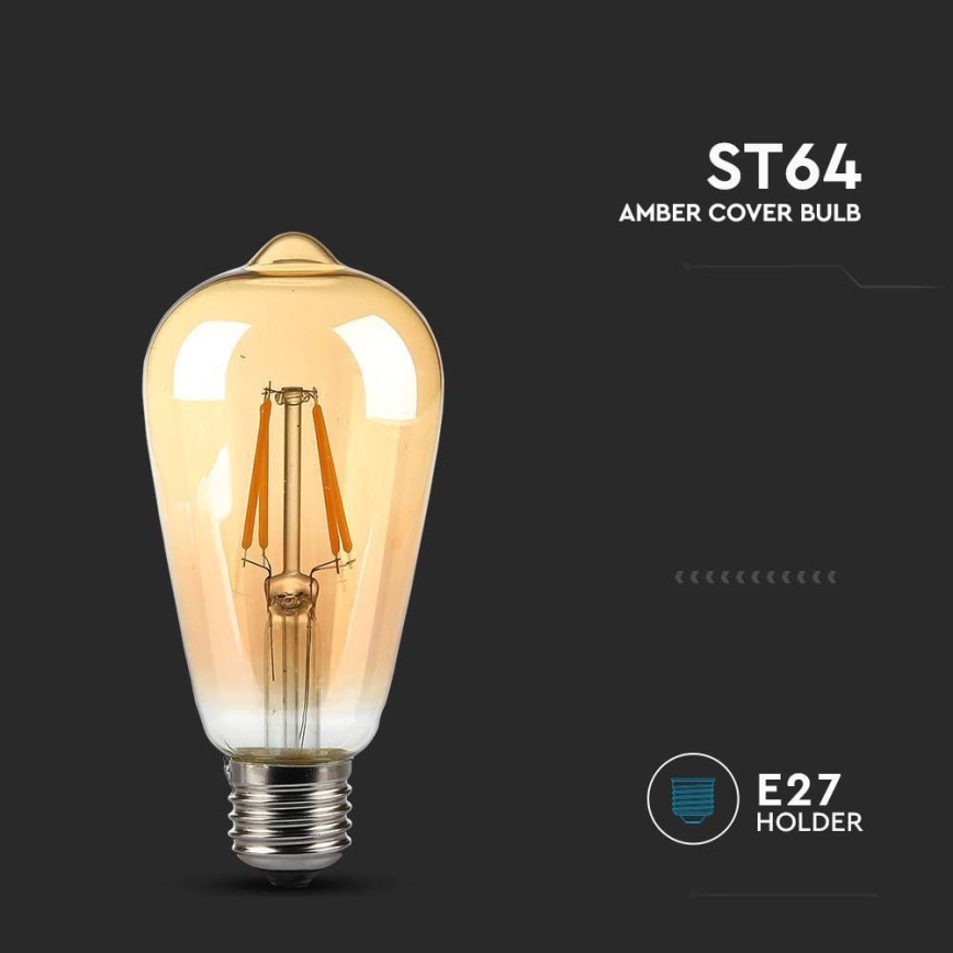 Lâmpada LED FILAMENT AMBER ST64 E27/8W/230V 2200K