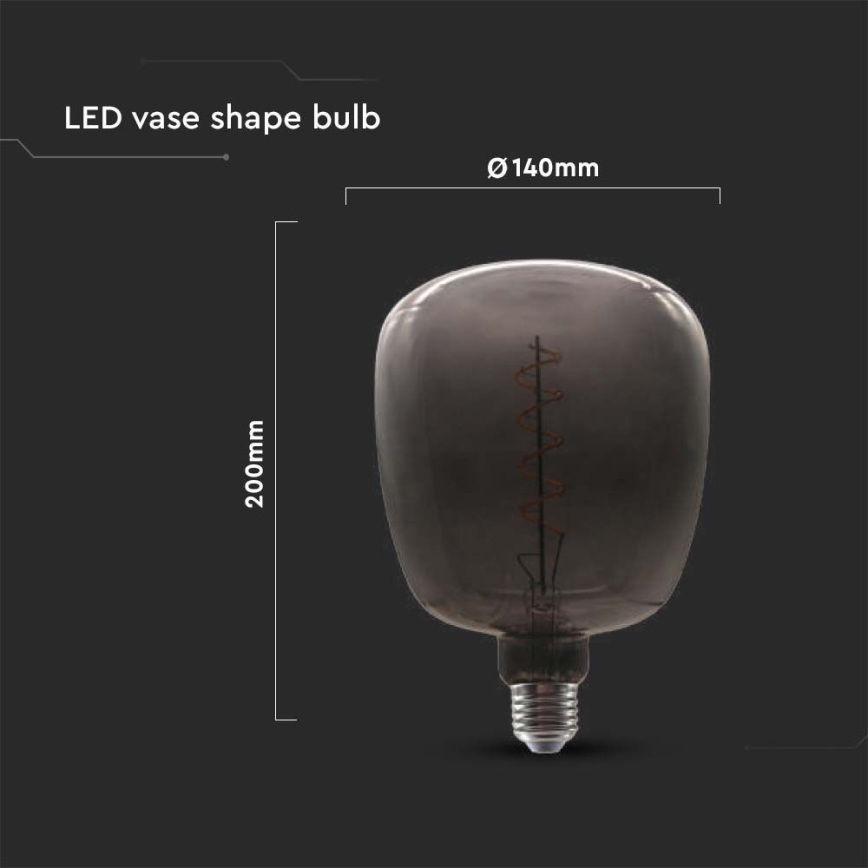 Lâmpada LED FILAMENT E27/4W/230V preto