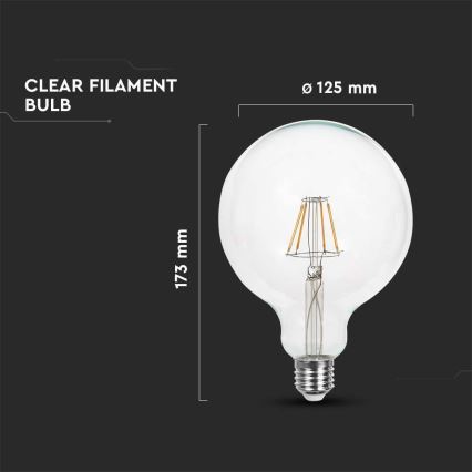 Lâmpada LED FILAMENT G125 E27/12W/230V 4000K