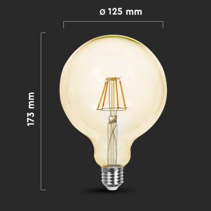 Lâmpada LED FILAMENT G125 E27/6W/230V 2200K