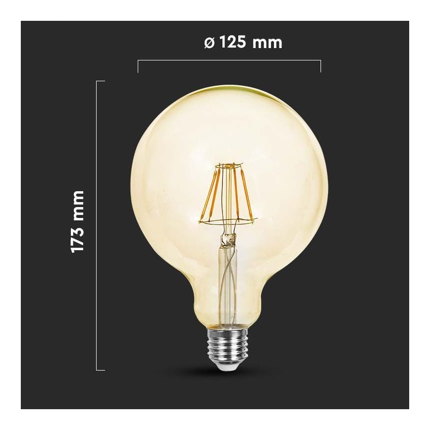 Lâmpada LED FILAMENT G125 E27/6W/230V 2200K