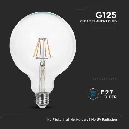 Lâmpada LED FILAMENT G125 E27/6W/230V 3000K