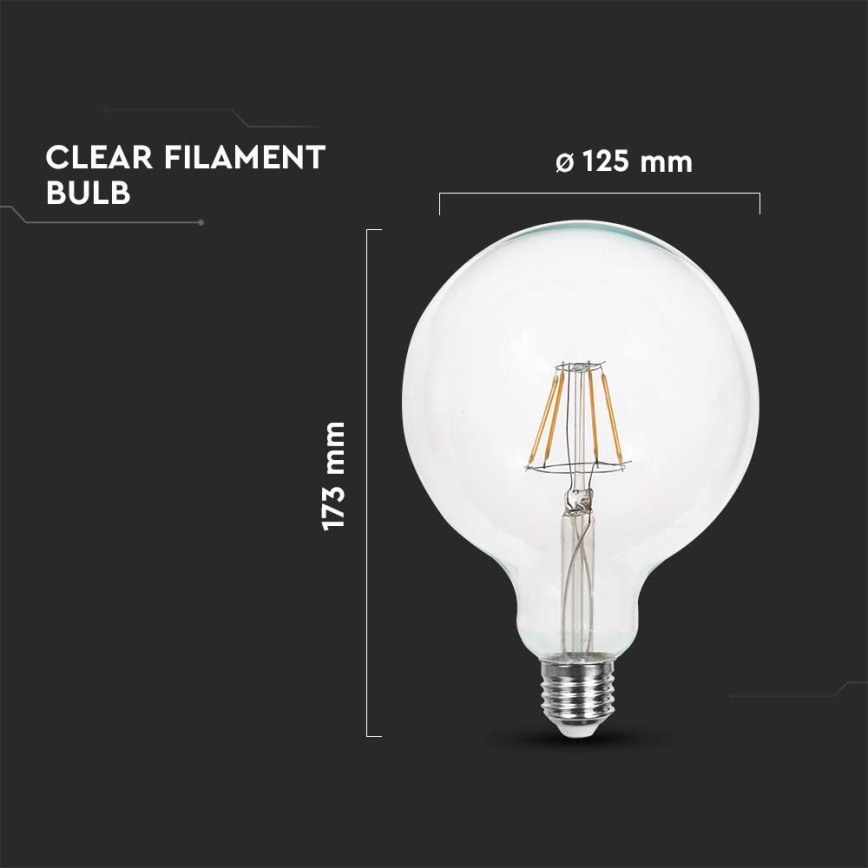 Lâmpada LED FILAMENT G125 E27/6W/230V 3000K