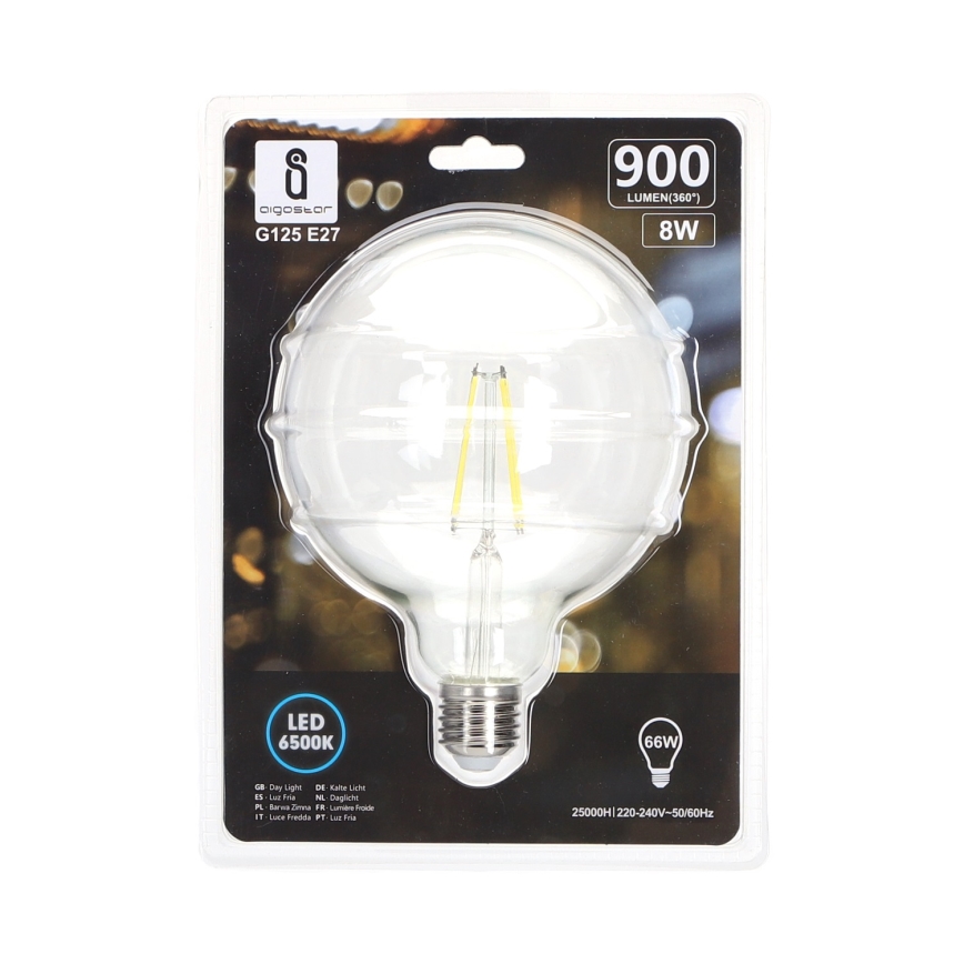 Lâmpada LED FILAMENT G125 E27/8W/230V 6500K - Aigostar