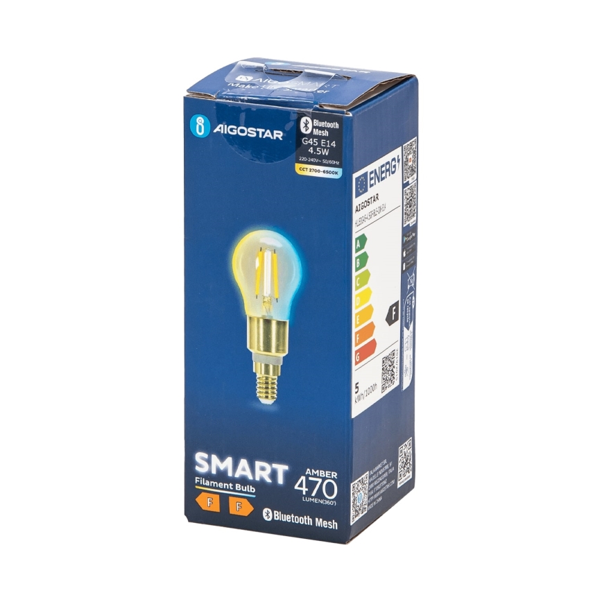 Lâmpada LED com regulação FILAMENT MESH Inteligente G45 E14/4,5W/230V 2700-6500K - Aigostar