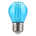 Lâmpada LED FILAMENT G45 E27/2W/230V azul
