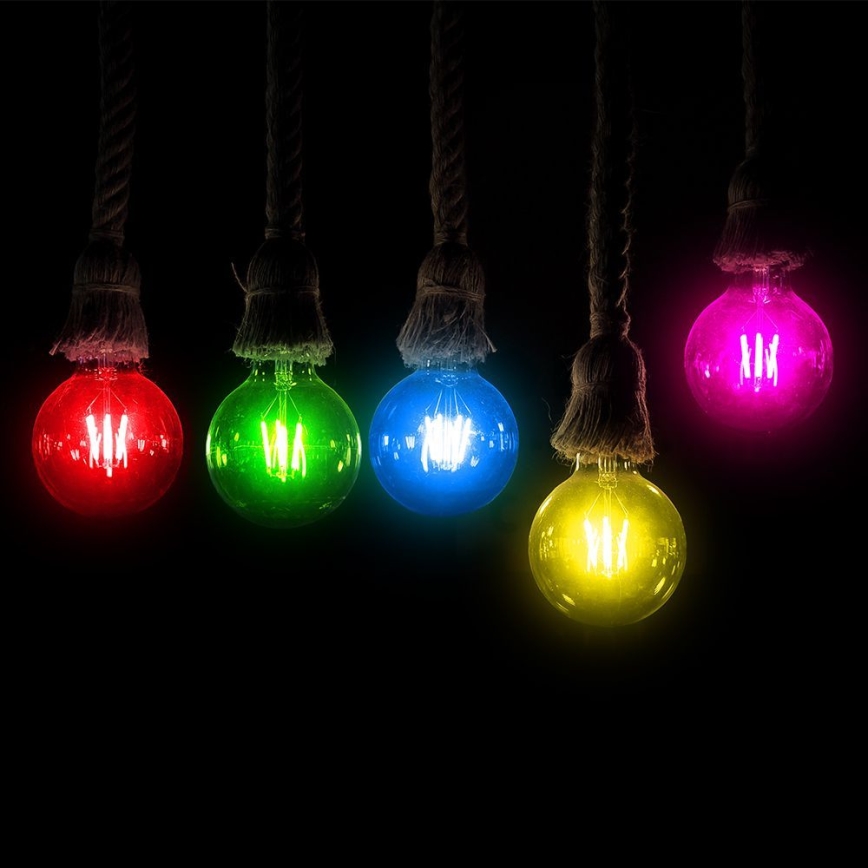 Lâmpada LED FILAMENT G45 E27/2W/230V azul