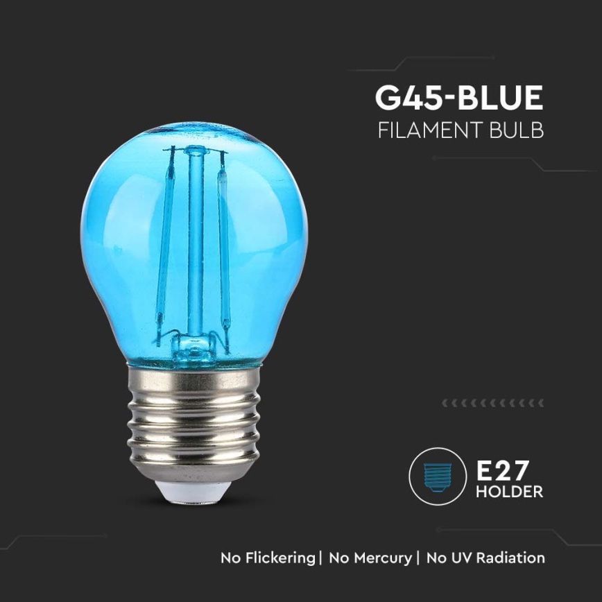 Lâmpada LED FILAMENT G45 E27/2W/230V azul