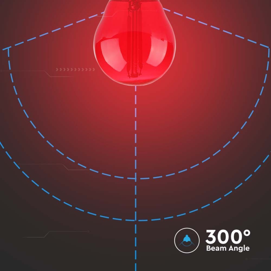 Lâmpada LED FILAMENT G45 E27/2W/230V vermelho