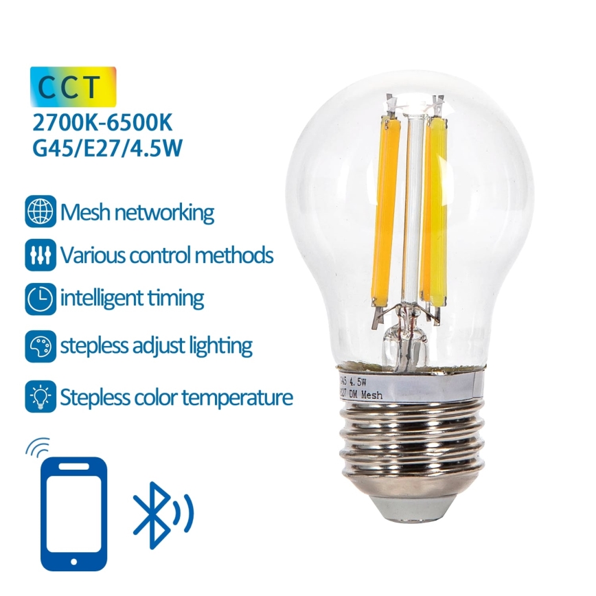 Lâmpada LED com regulação FILAMENT MESH Inteligente G45 E27/4,5W/230V 2700-6500K - Aigostar