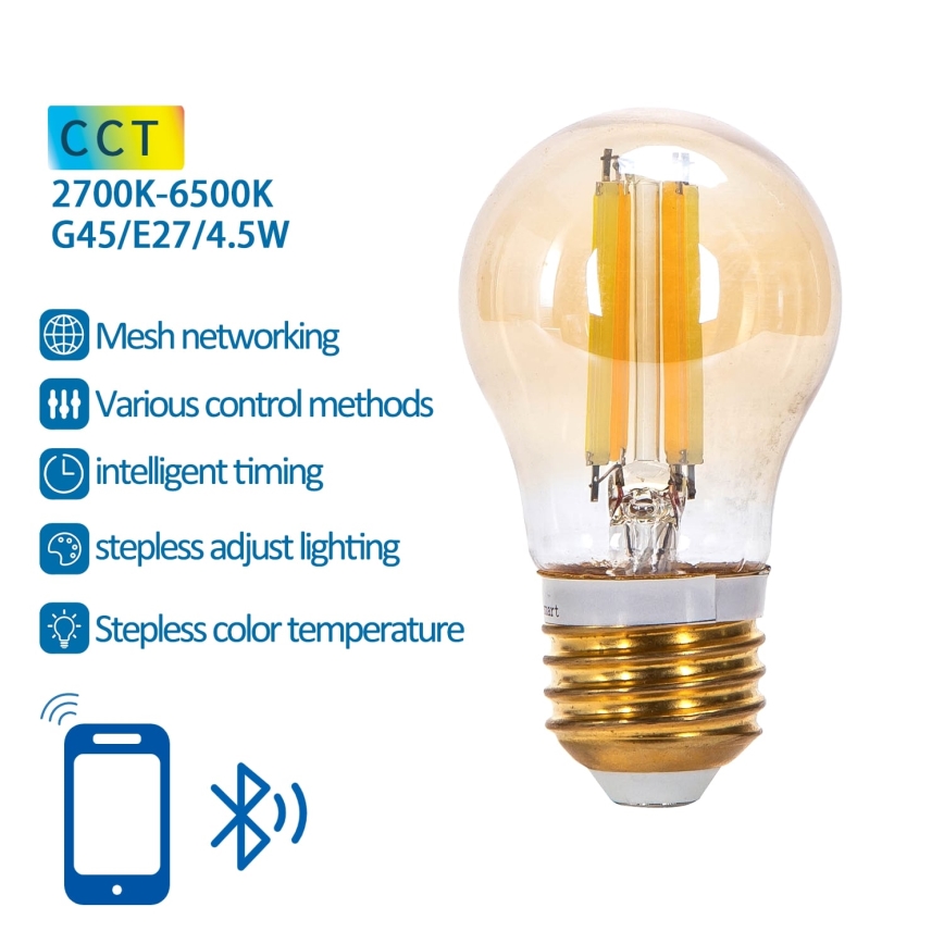 Lâmpada LED com regulação FILAMENT MESH Inteligente G45 E27/4,5W/230V 2700-6500K - Aigostar