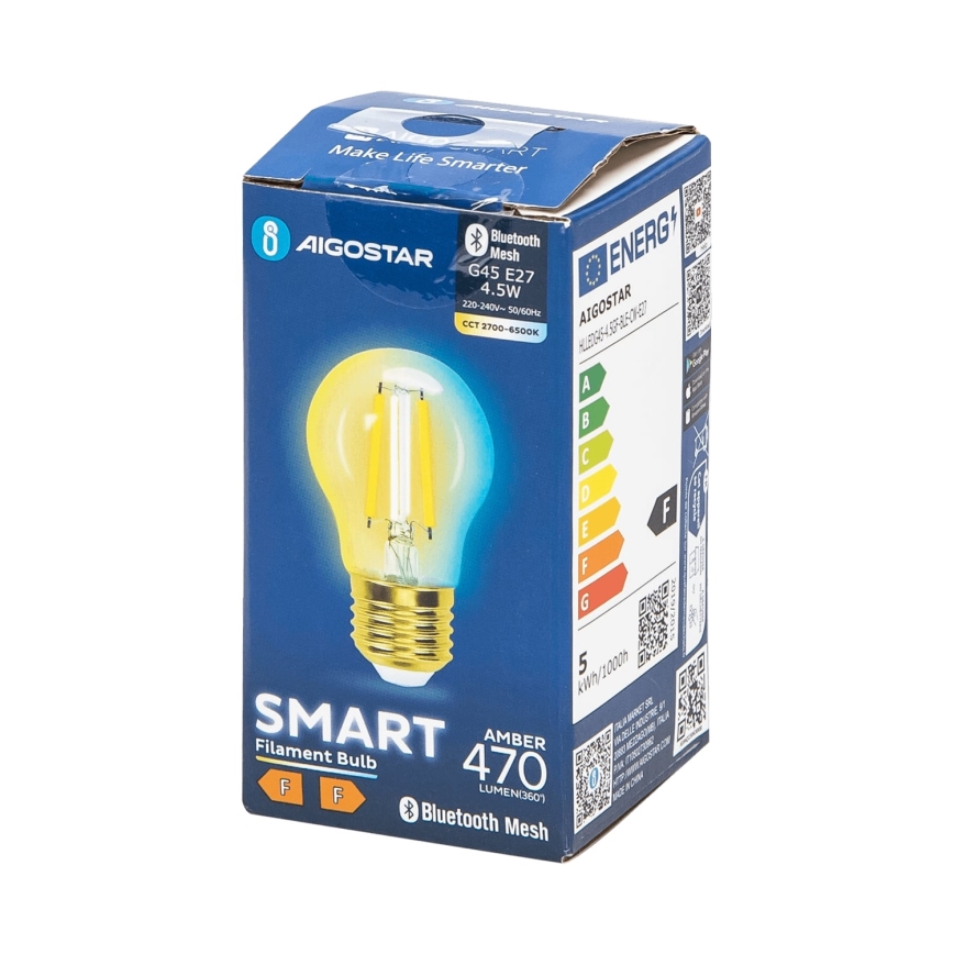Lâmpada LED com regulação FILAMENT MESH Inteligente G45 E27/4,5W/230V 2700-6500K - Aigostar
