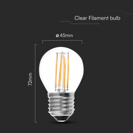Lâmpada LED FILAMENT G45 E27/6W/230V 3000K
