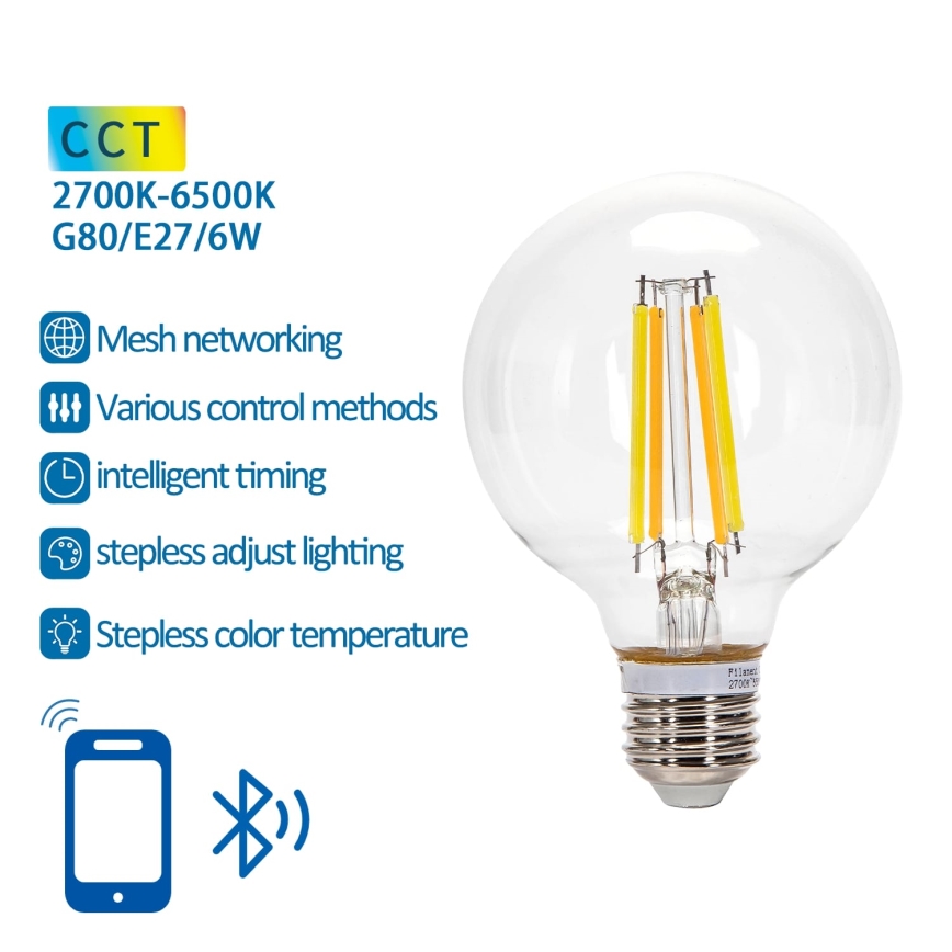 Lâmpada LED com regulação FILAMENT MESH Inteligente G80 E27/6W/230V 2700-6500K - Aigostar