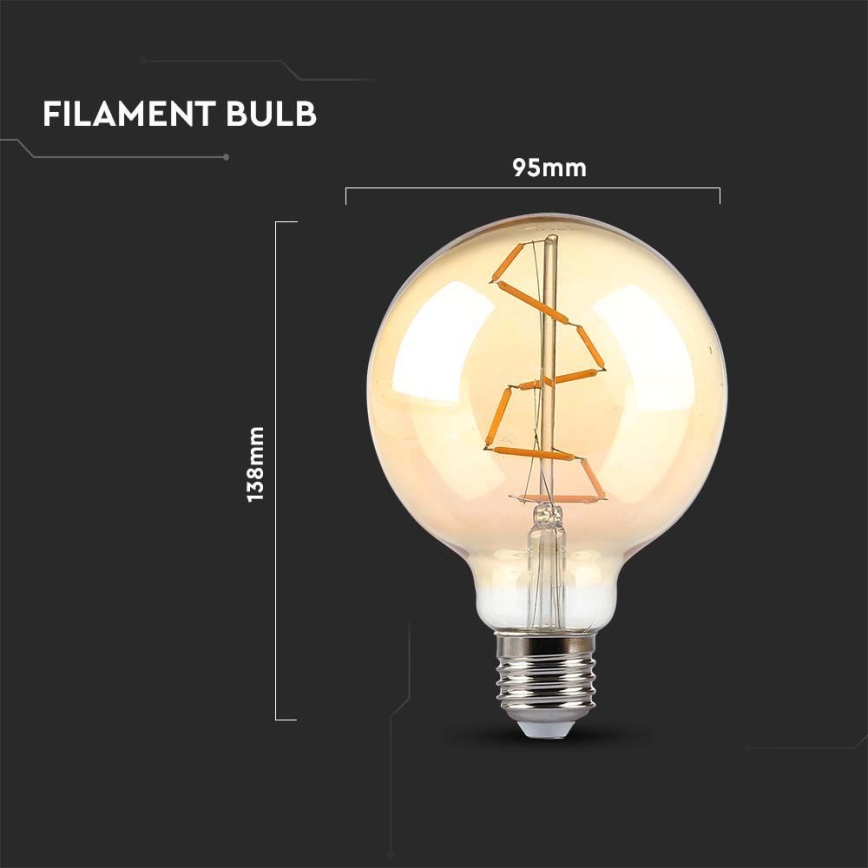 Lâmpada LED FILAMENT G95 E27/4W/230V 2200K