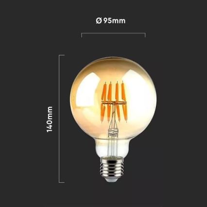 Lâmpada LED FILAMENT G95 E27/8W/230V 2200K